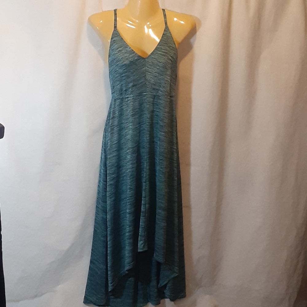 Neesha Womens S/M Dress Hi-Lo Blue Spacedye Knit V-neck